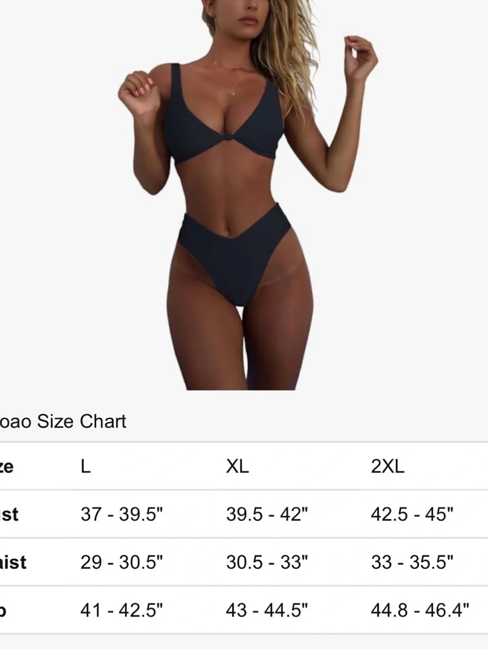 New Classic Black V-Waist Bikini Set - Women Swim XXL